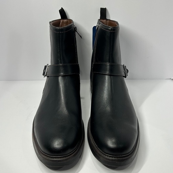 George Mens Gunner Buckle Boot Black Faux Leather Side Zip Ankle Boots 10.5 NEW main image 7